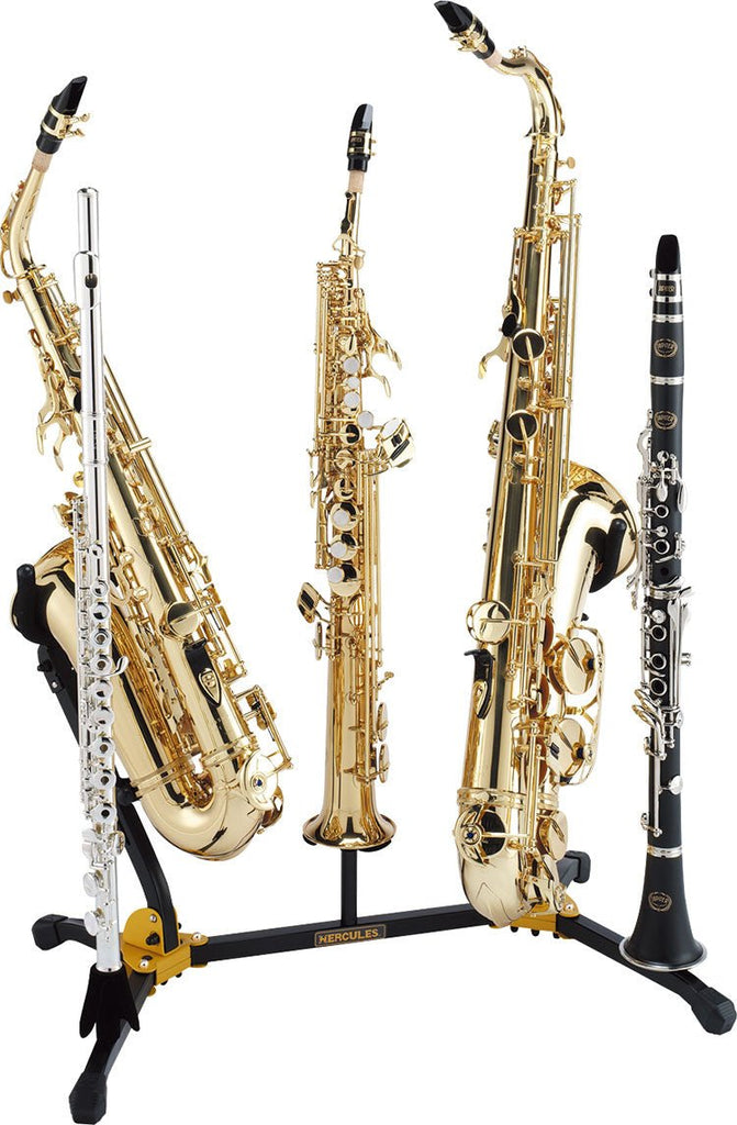 Hercules - DS538B - Twin Alto/Tenor Sax Stand + 2 Flute/Clarinet Pegs + 1 Soprano sax Peg - SAX