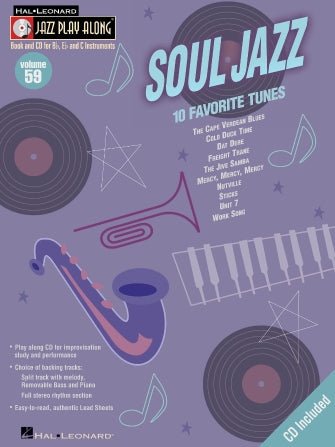 Jazz Play Along Volume 59: Soul Jazz, 10 Favorite Tunes - SAX
